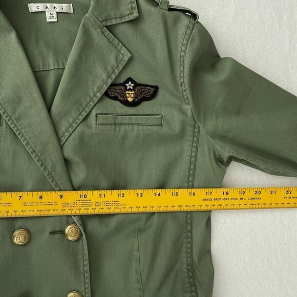 Cabi Womens Military Blazer Jacket Olive Green Double-Breasted Patch Size M #326 - Picture 9 of 12